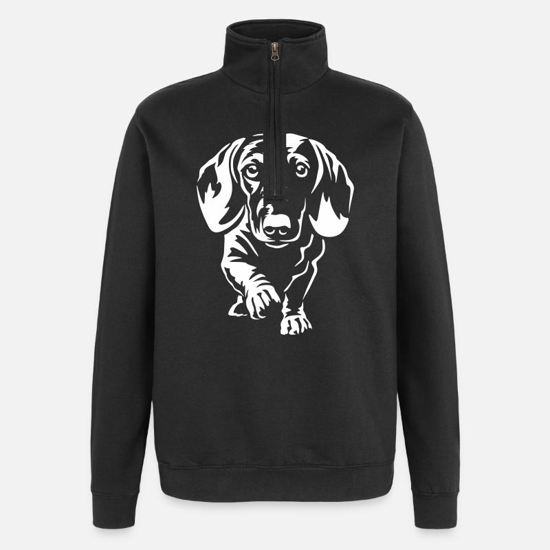 Dackel "Black Edition" - Quarter-Zip-Sweatshirt - Schwarz