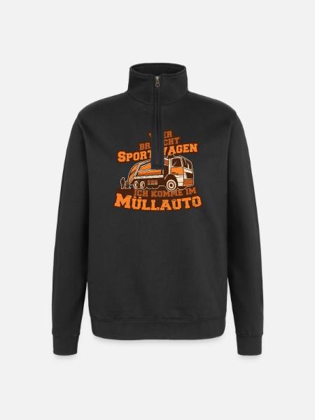 Müllauto Spruch - Quarter-Zip-Sweatshirt - Schwarz