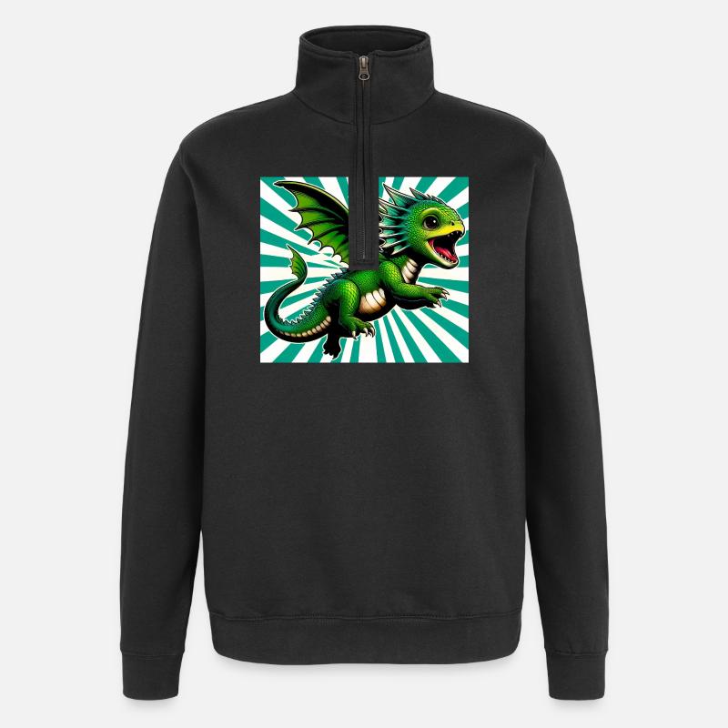 Drache - Quarter-Zip-Sweatshirt - Schwarz