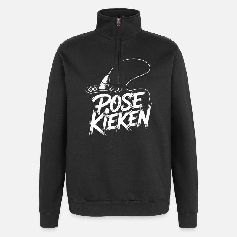 Angler Pose Design - Quarter-Zip-Sweatshirt - Schwarz