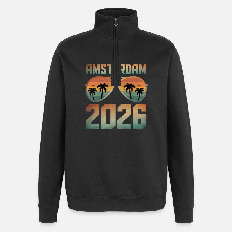 Amsterdam 2026 - Quarter-Zip-Sweatshirt - Schwarz