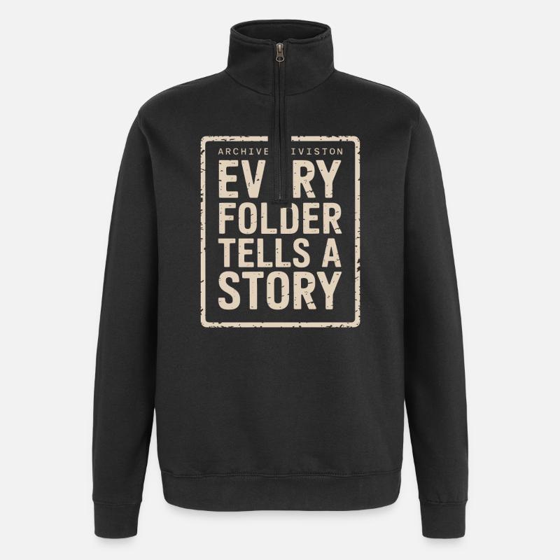Chaque dossier raconte une histoire - Sweat à zip 1/4 - noir