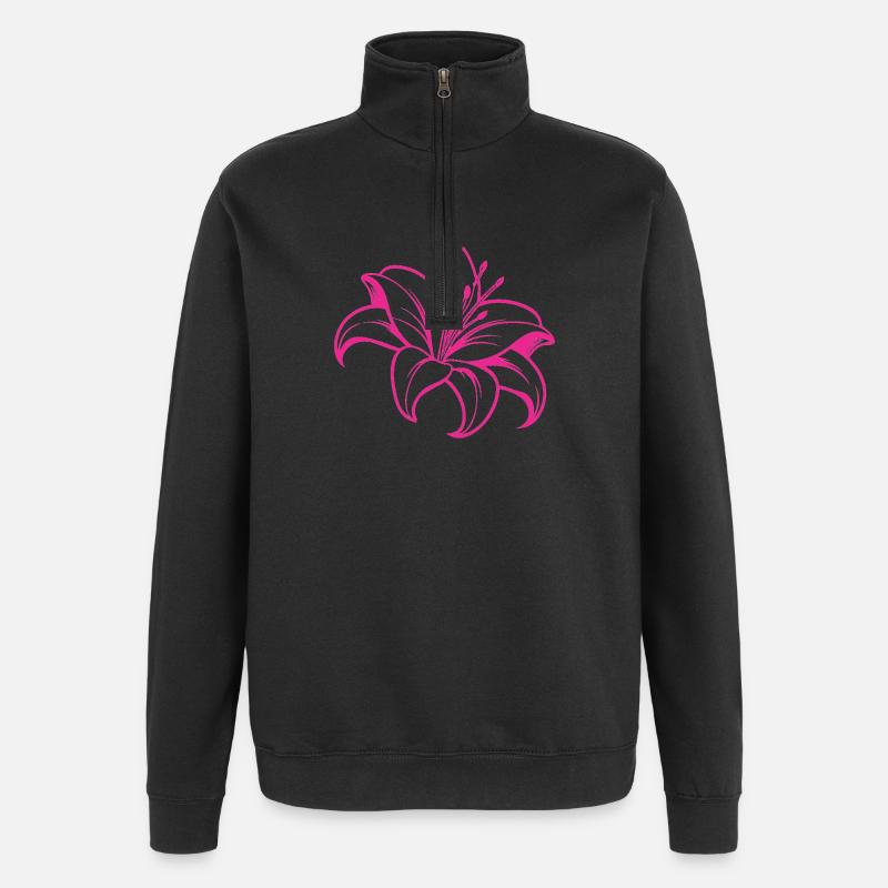 Lilienblüte - Quarter-Zip-Sweatshirt - Schwarz