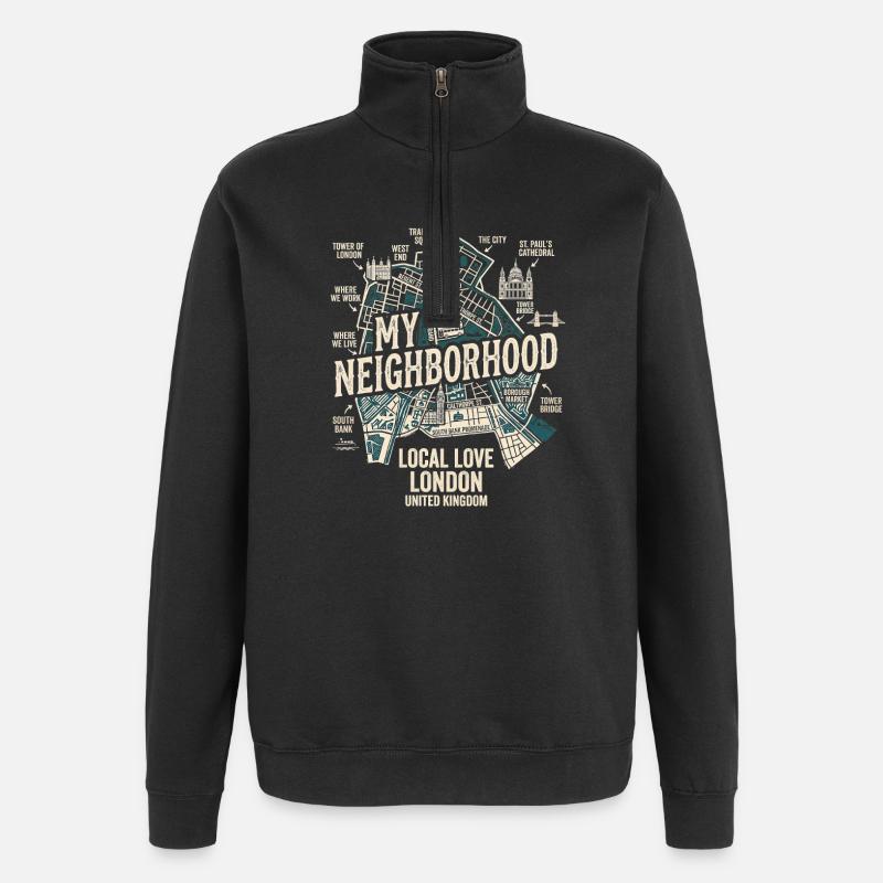 Londres : mon quartier - Sweat à zip 1/4 - noir