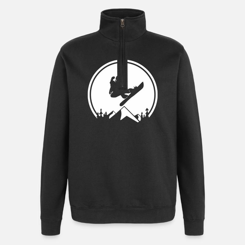 Snowboarder Silhouette at Mountain Peak - Quarter-Zip Sweatshirt - black