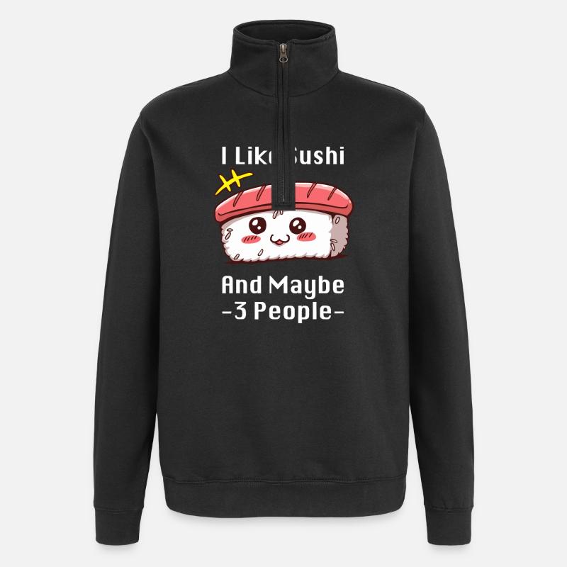 Sushi-Meme-Zauber - Quarter-Zip-Sweatshirt - Schwarz