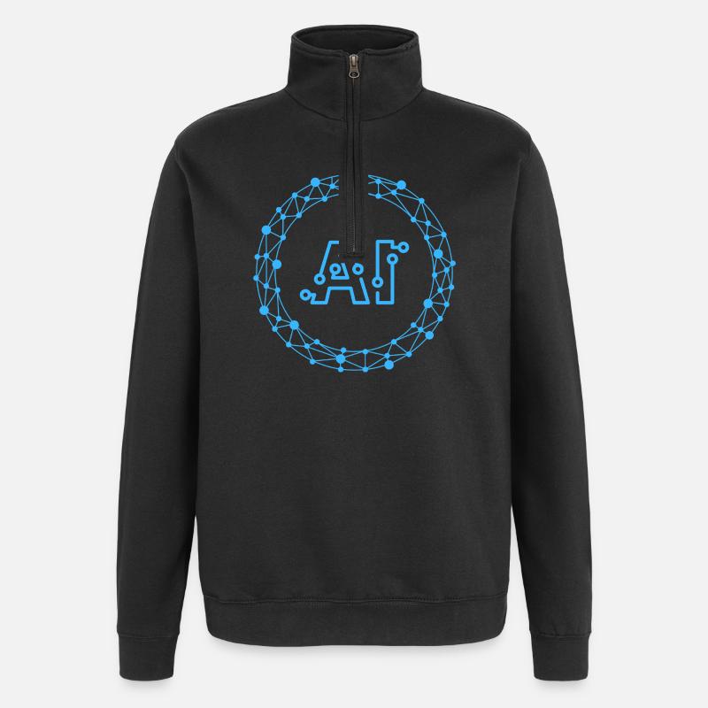 Futuristic AI Data Network Symbol - Quarter-Zip Sweatshirt - black