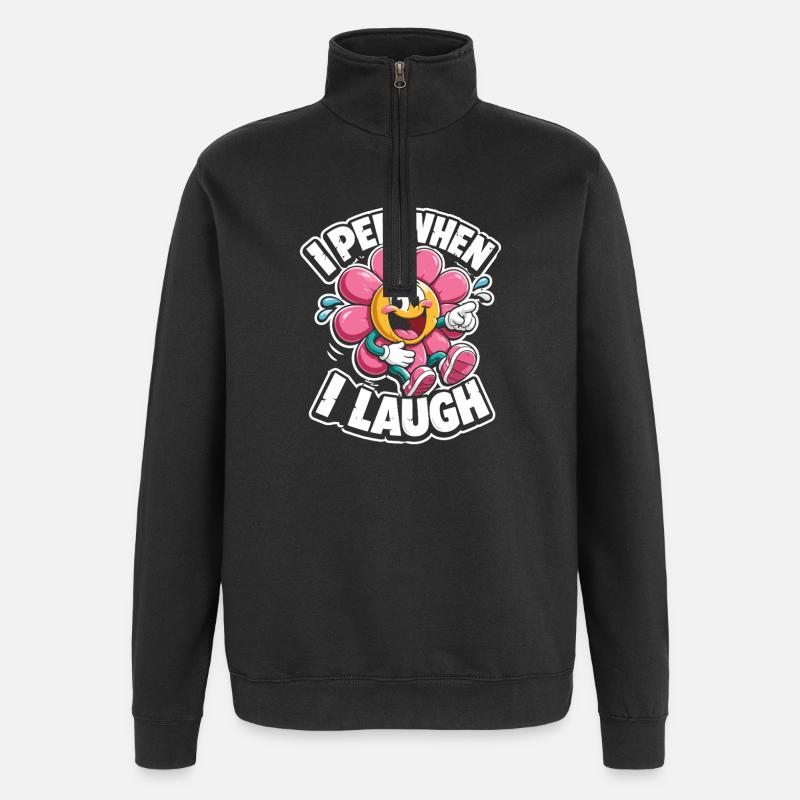 Dieween Blüten Lachdesign - Quarter-Zip-Sweatshirt - Schwarz