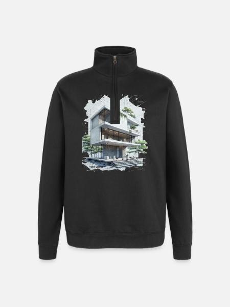 Fancy Geometry Modern House - Quarter-Zip-Sweatshirt - Schwarz