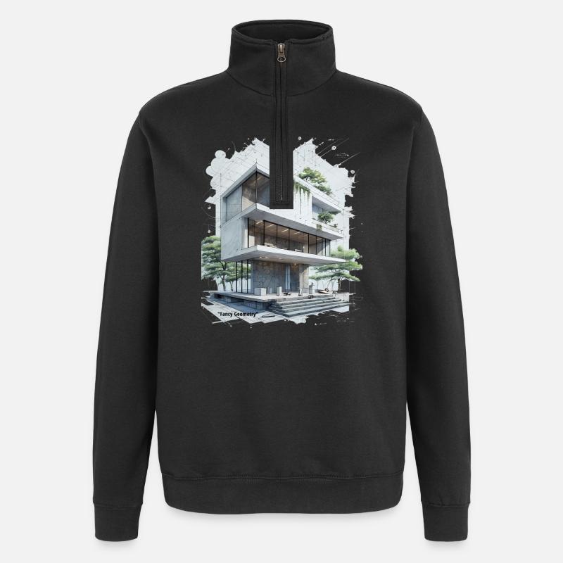 Fancy Geometry Modern House - Quarter-Zip Sweatshirt - black