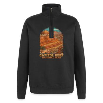 Capitol Reef National Park - Quarter-Zip-Sweatshirt - Schwarz - Vorne - AI Model Female 172 light (172cm) & AI Model Male 178 dark (178cm)