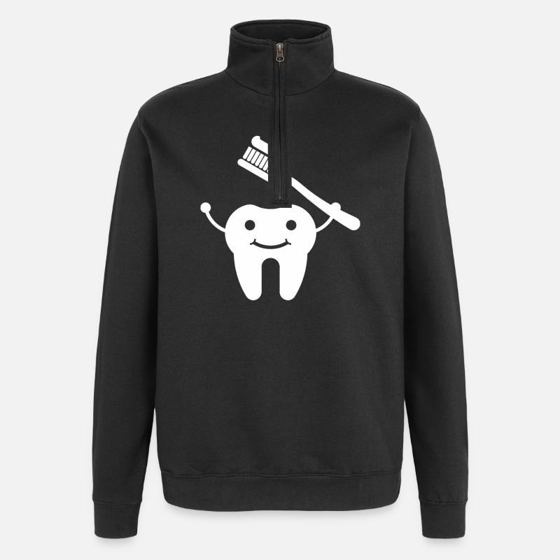 Dent avec brosse à dents - Sweat à zip 1/4 - noir