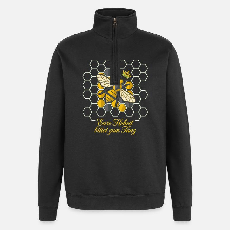 Royal bee in honeycomb - Quarter-Zip Sweatshirt - black