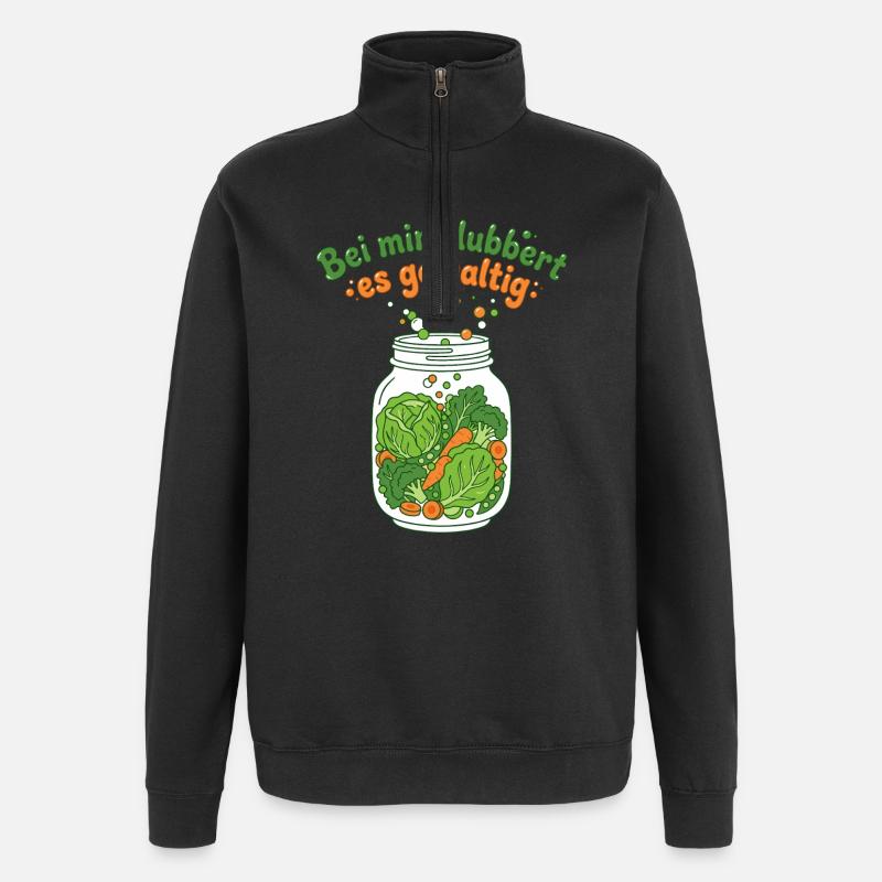 Fermentation Gemüse Einmachglas Blubbern - Quarter-Zip-Sweatshirt - Schwarz