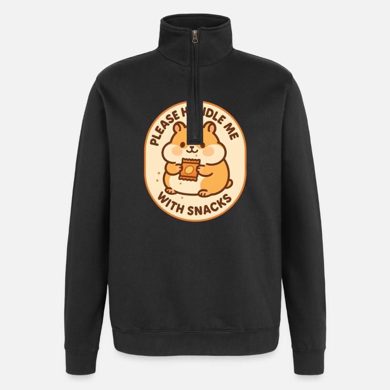 Mit Snacks behandeln | Hamster Humor - Quarter-Zip-Sweatshirt - Schwarz