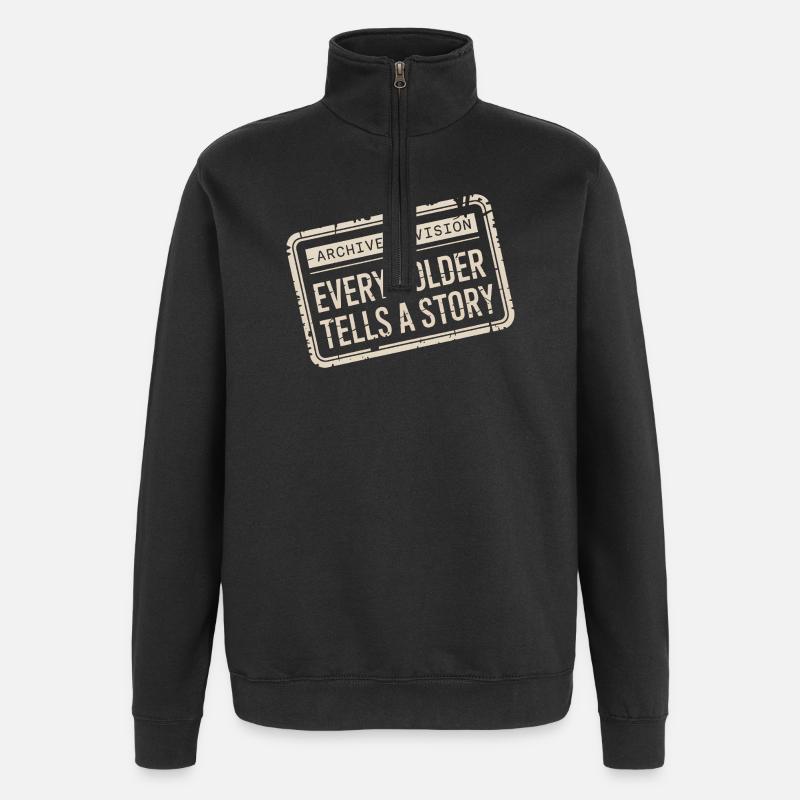 Chaque dossier raconte une histoire - Sweat à zip 1/4 - noir