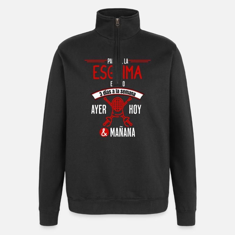Passion quotidienne de l’escrime - Sweat à zip 1/4 - noir