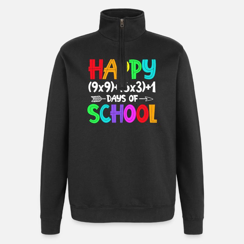 Rainbow Happy Back-to-School - Quarter-Zip Sweatshirt - black