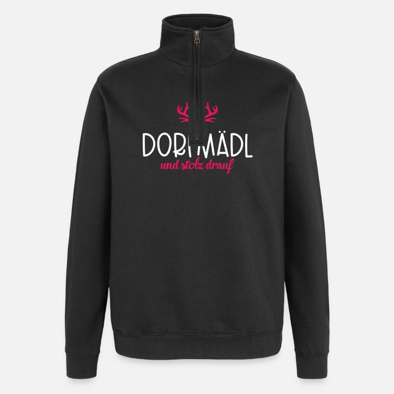 Dorfmädl und stolz drauf - Quarter-Zip-Sweatshirt - Schwarz