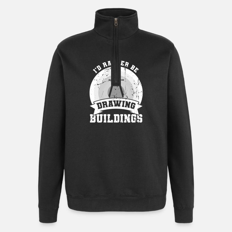 I'd rather draw buildings - Quarter-Zip Sweatshirt - black