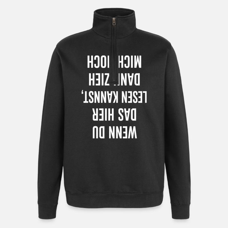 weiß Großbuchstaben Statement - Quarter-Zip-Sweatshirt - Schwarz