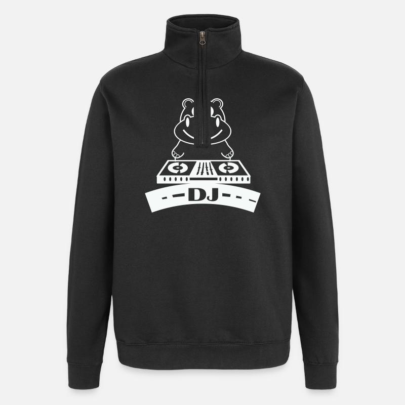 hippo_dj- - Quarter-Zip Sweatshirt - black