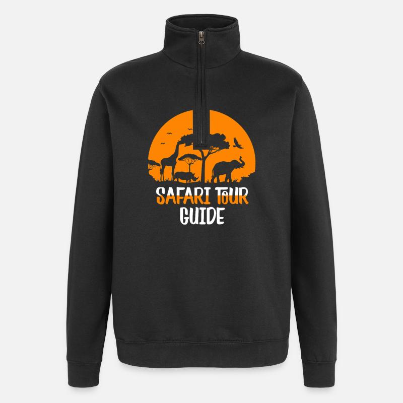 Safari Tour Guide Sunset Silhouette - Quarter-Zip Sweatshirt - black
