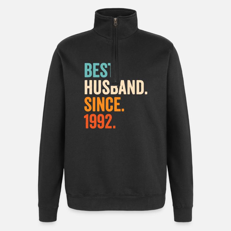 Best Husband Since 1992 - Quarter-Zip Sweatshirt - black
