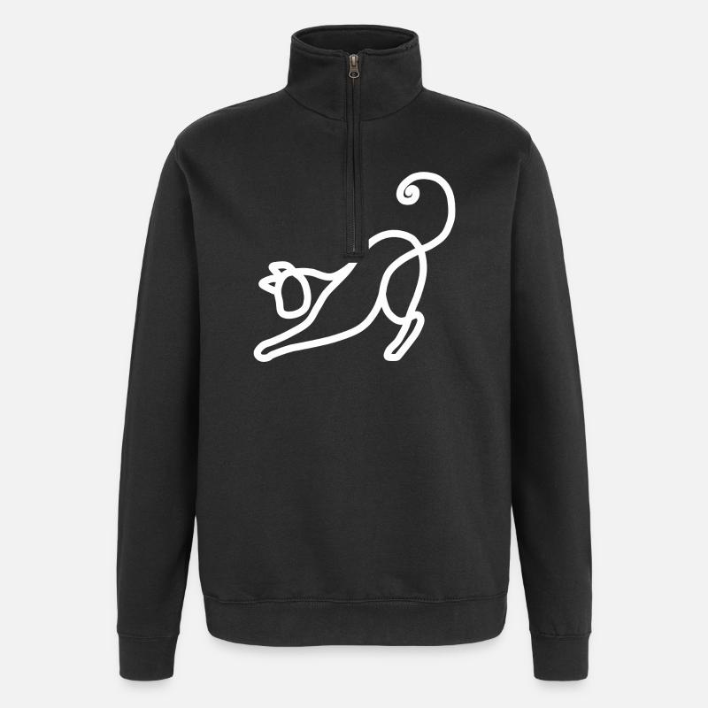 Minimalistische Katze - Quarter-Zip-Sweatshirt - Schwarz