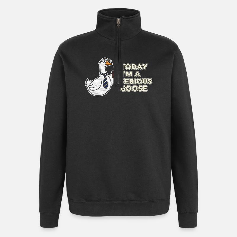 Serious Goose: Coffee, Tie & Grit - Quarter-Zip Sweatshirt - black