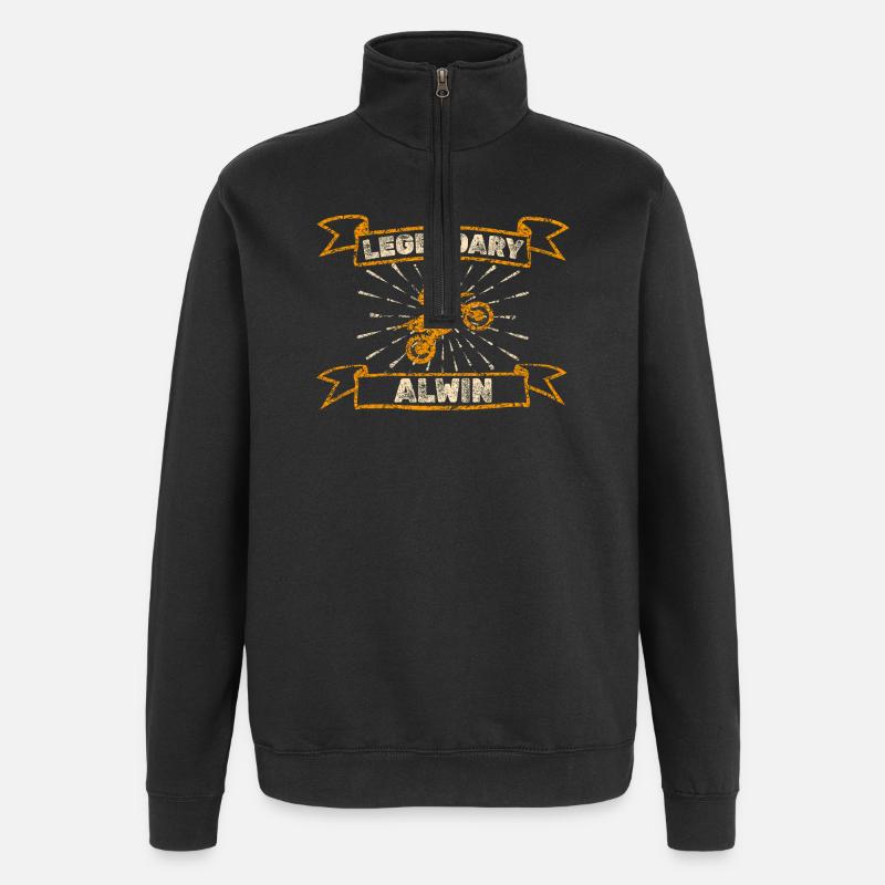Alwin as a biker - Quarter-Zip Sweatshirt - black