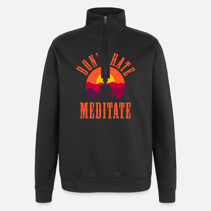 Don’t Hate Mediate Sunset Yoga Design - Quarter-Zip Sweatshirt - black