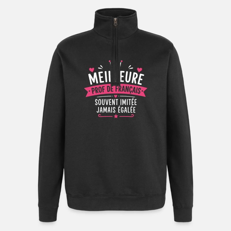 Meilleure prof de français  - Sweat à zip 1/4 - noir