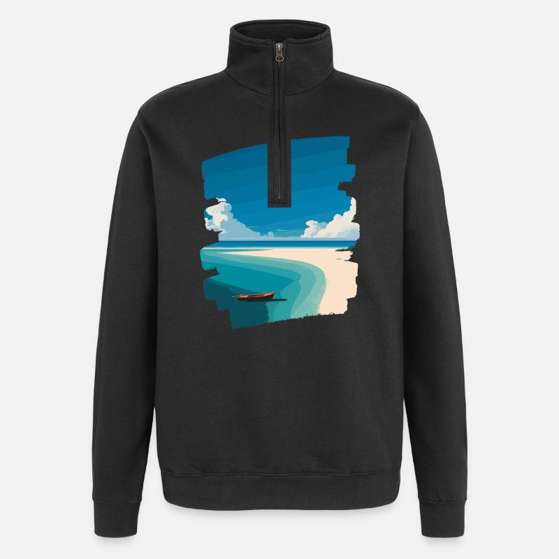 Strand Meer Palmen - Quarter-Zip-Sweatshirt - Schwarz