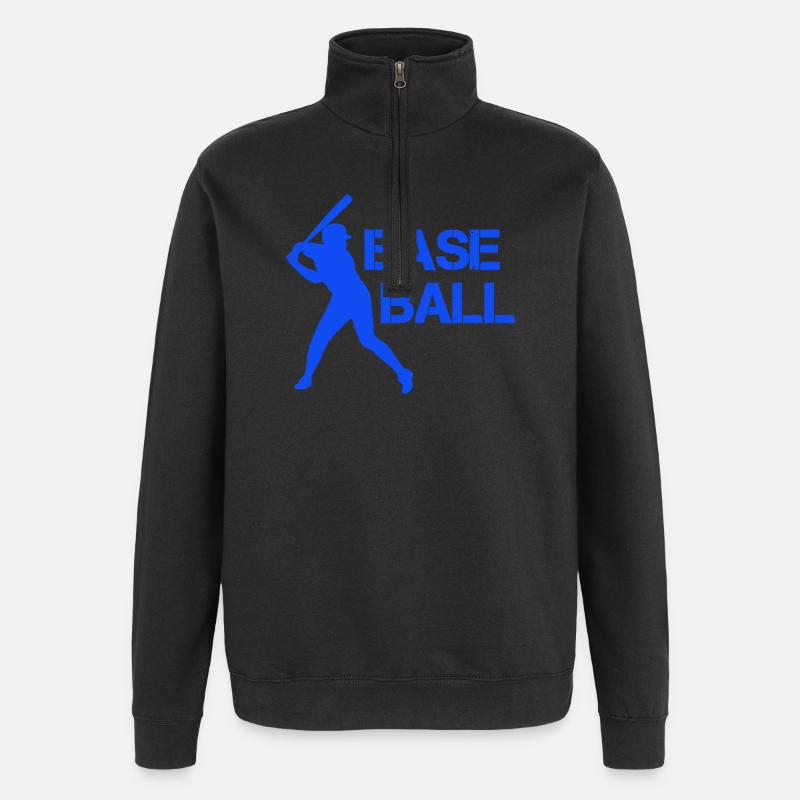 Baseball silhouette in flash blue - Quarter-Zip Sweatshirt - black