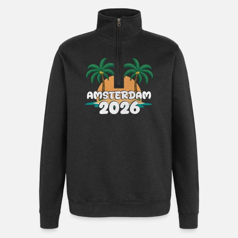 Amsterdam 2026 - Sweat à zip 1/4 - noir