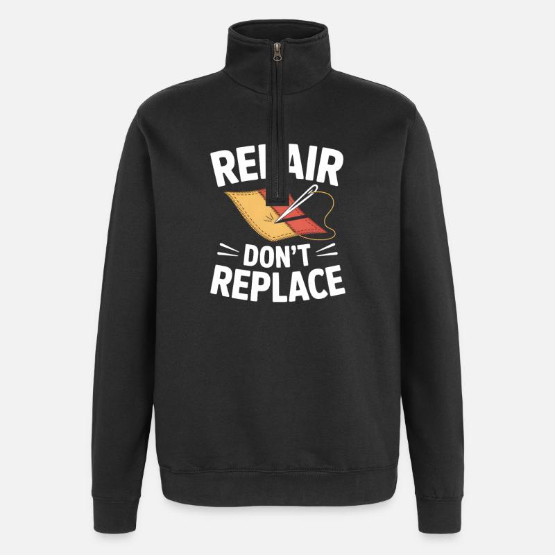 Repair Don't Replace - Quarter-Zip Sweatshirt - black
