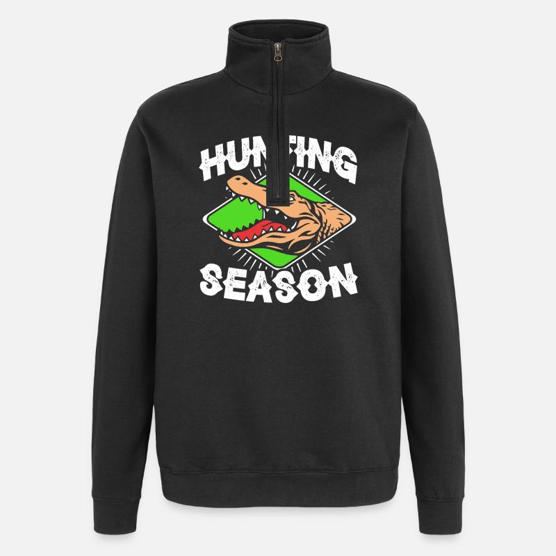 Krokodil Jagd - Quarter-Zip-Sweatshirt - Schwarz
