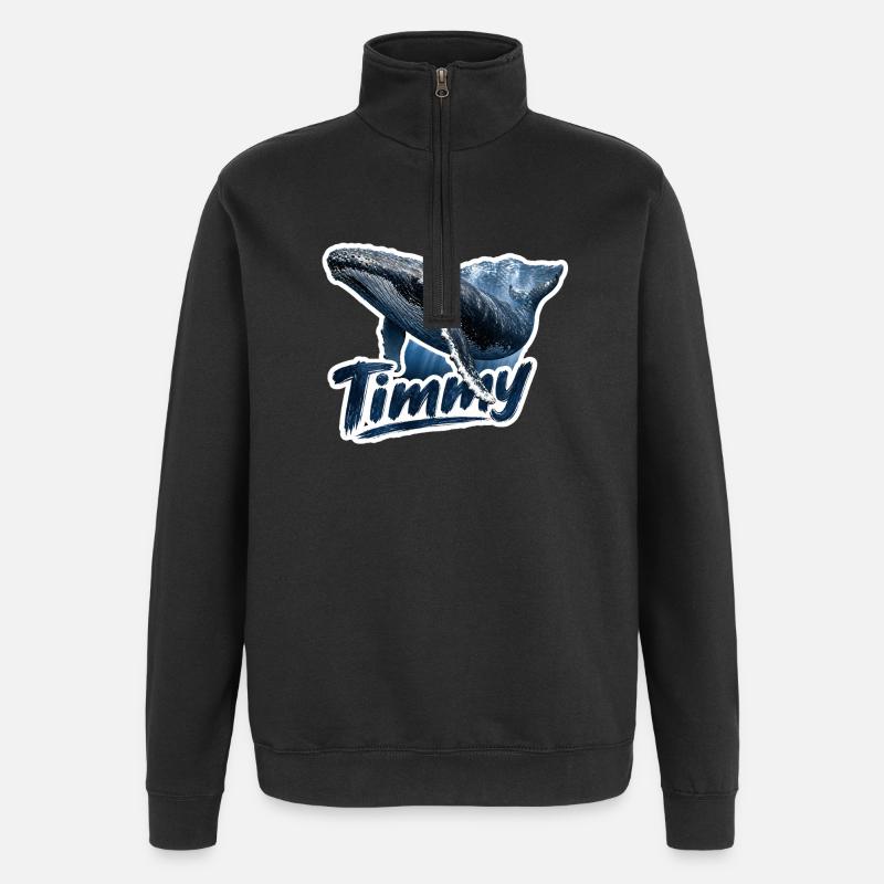 Timmy der Buckelwal – Ostsee-Fan - Quarter-Zip-Sweatshirt - Schwarz