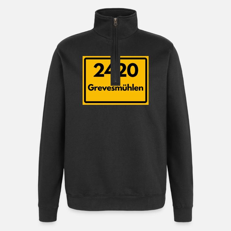 ANCIEN CODE POSTAL RETRO 2420 GREVESMÜHLEN - Sweat à zip 1/4 - noir