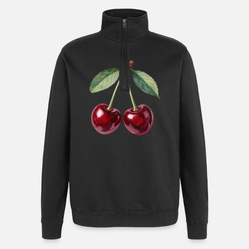 Cherries - Quarter-Zip Sweatshirt - black