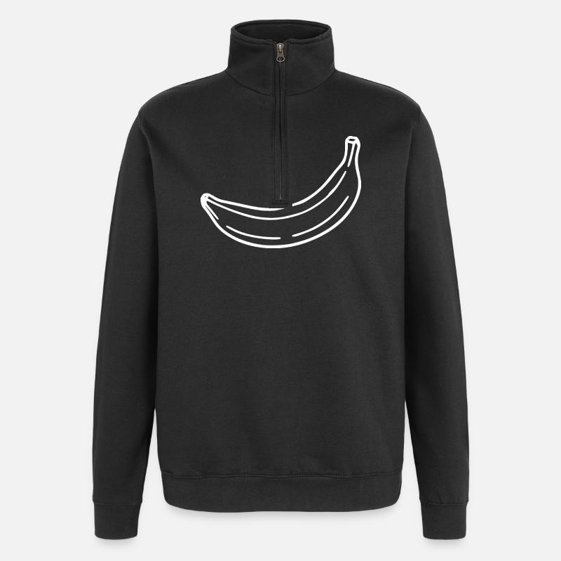 Banane minimal Geschenk minimalistisch - Quarter-Zip-Sweatshirt - Schwarz