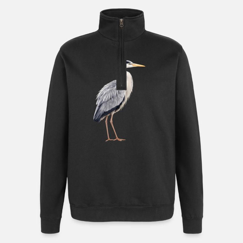 Realistischer Graureiher - Quarter-Zip-Sweatshirt - Schwarz