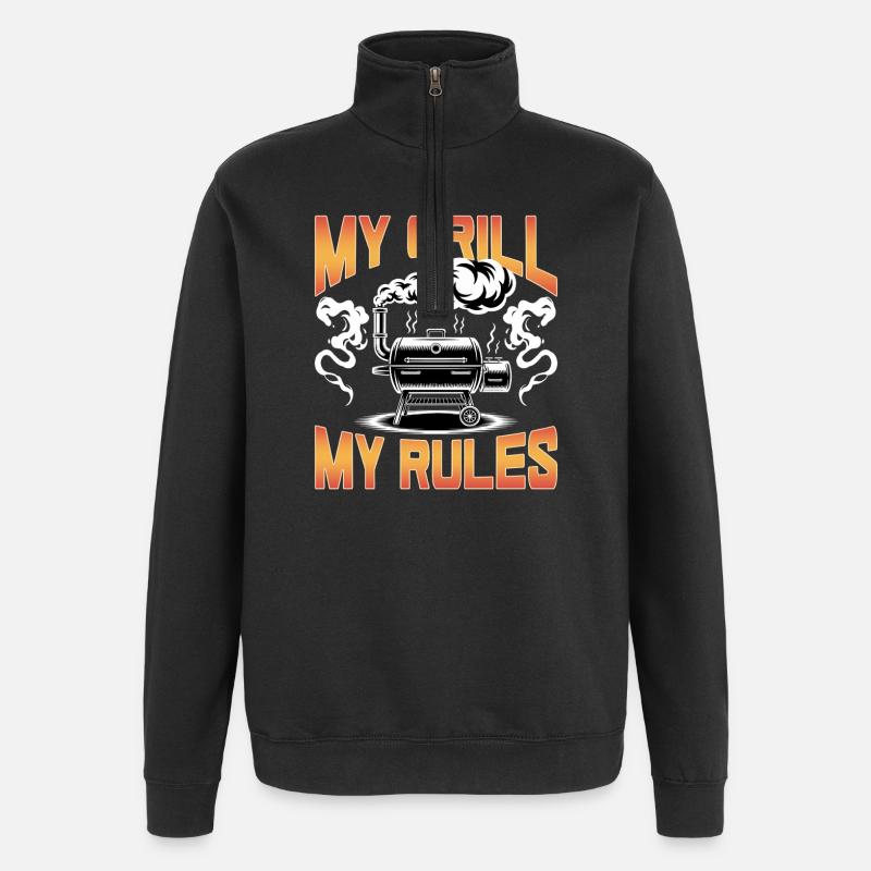 BBQ Grilling Meat Smoking Barbecue - Quarter-Zip-Sweatshirt - Schwarz