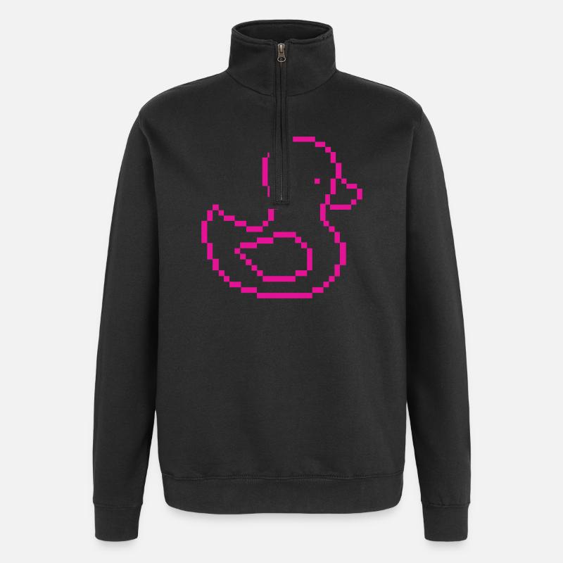 Pixel Duck Pink Pattern - Quarter-Zip Sweatshirt - black