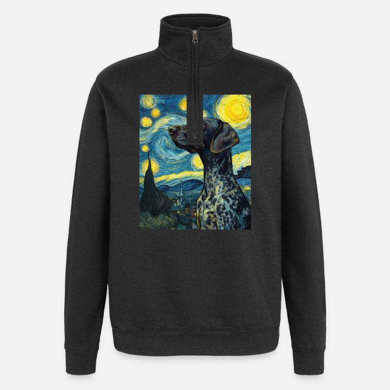 Deutsch Kurzhaar - Quarter-Zip-Sweatshirt - Schwarz