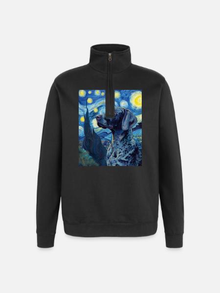 Deutsch Kurzhaar - Quarter-Zip-Sweatshirt - Schwarz