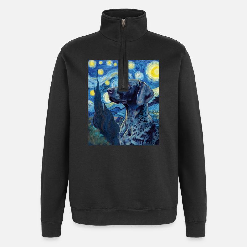 Deutsch Kurzhaar - Quarter-Zip-Sweatshirt - Schwarz