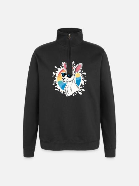 Cool Kangaroo – Retro-Stil & Sonnenbrille - Quarter-Zip-Sweatshirt - Schwarz