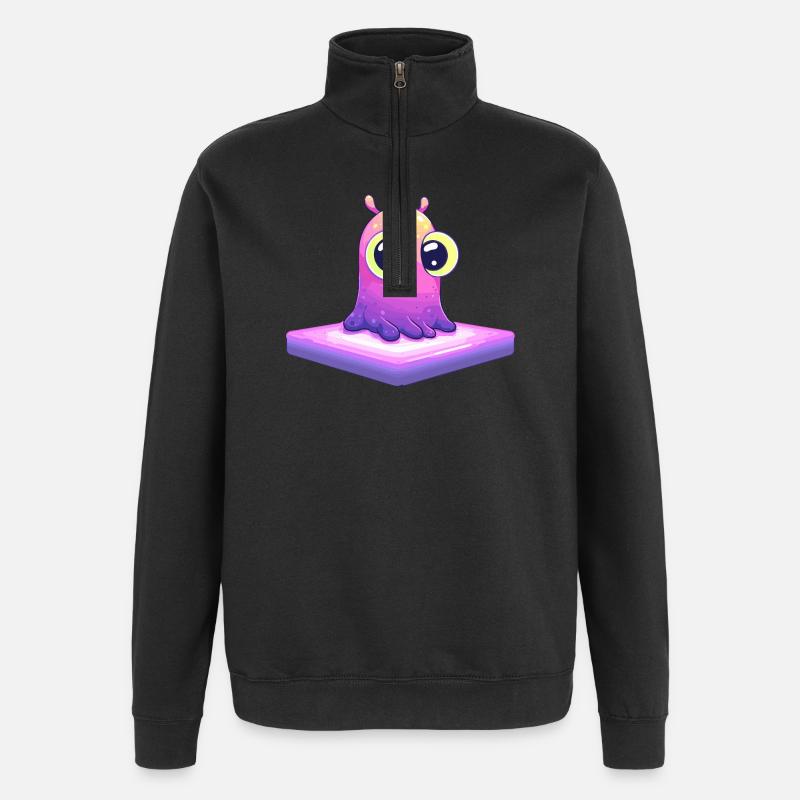 Little pixel friend on platform - Quarter-Zip Sweatshirt - black